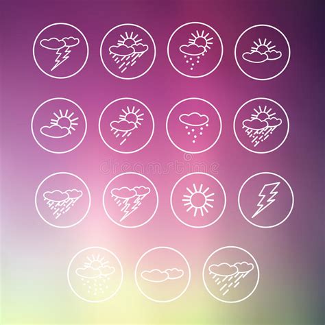 Set Of Weather Icons On A White Background Vector Illustration Stock