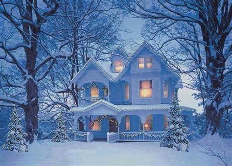 Cozy Victorian Home Christmas Scenes Blue Christmas Country Christmas
