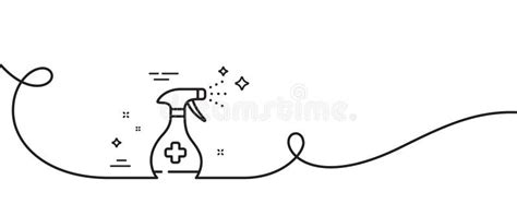 Medical Cleaning Line Icon Antiseptic Spray Sign Continuous Line With