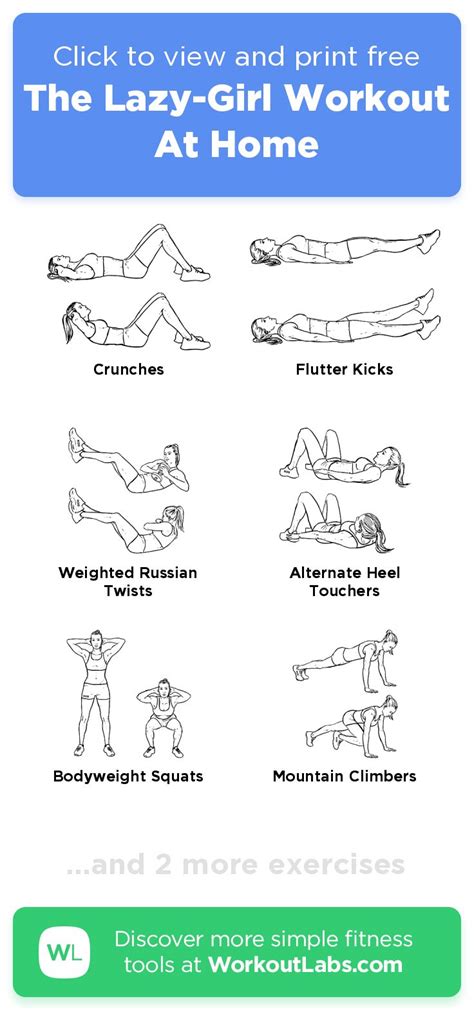 The Lazy Girl Workout At Home Click To View And Print This