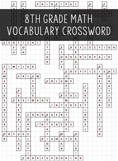 Math Vocabulary Crossword Puzzles Printable Printable Crossword Puzzles
