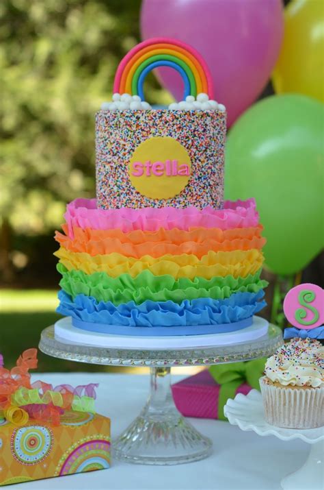 Rainbow Ruffle And Sprinkles Cake It Is Rainbow Cake On