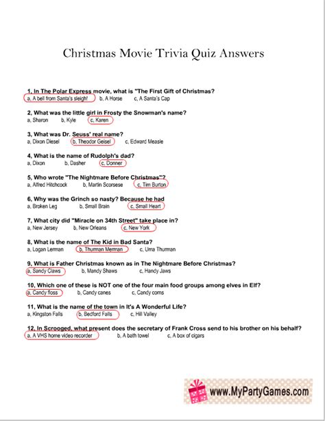 Free printable christmas trivia questions and answers printable. Free Printable Christmas Movie Trivia Quiz