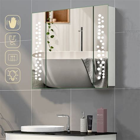 Led Illuminated Mirror Cabinet With Shaver Socket Mybath Modern Bathroom Decor And Storage