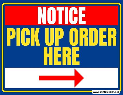 Pick Up Order Here Signs Free Download