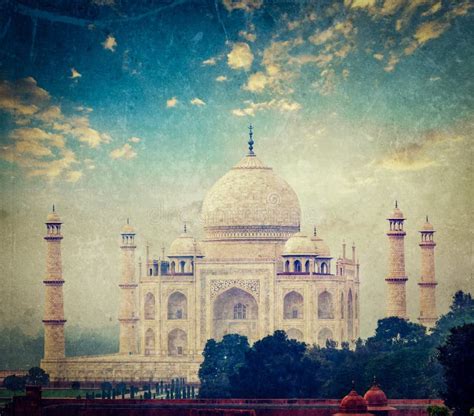 Taj Mahal On Sunrise Sunset Agra India Stock Image Image Of Faded