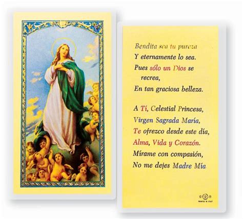 Oracion A La Virgen Maria Spanish Laminated Holy Card 2 58x4 38