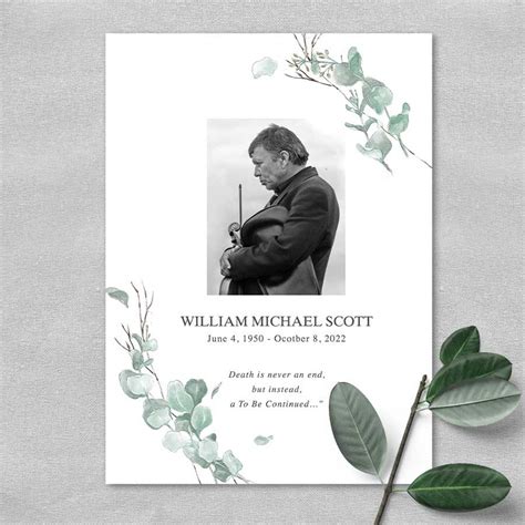 Photo Cards Funeral Keepsake Tribute To Loved One Handout Memorial