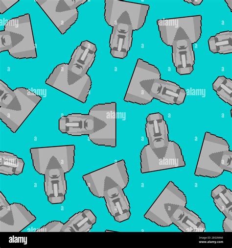Moai Pixel Art Pattern Seamless Easter Island Idol 8 Bit Background