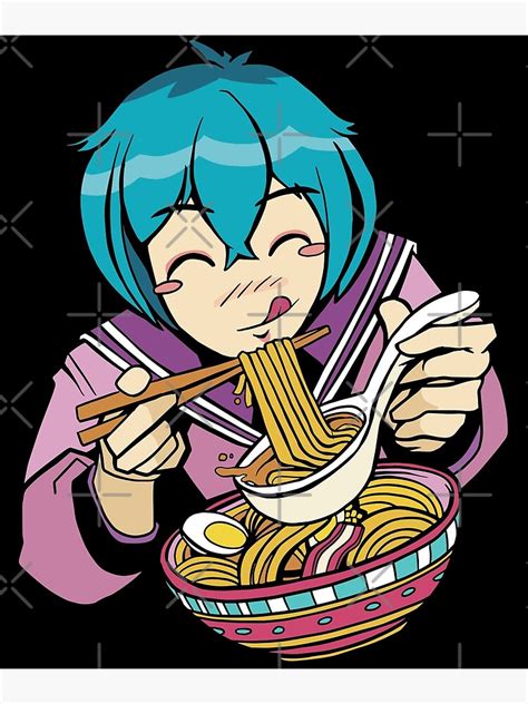 Cute Anime Girl Eating Ramen Art Print For Sale By Onepixart Redbubble