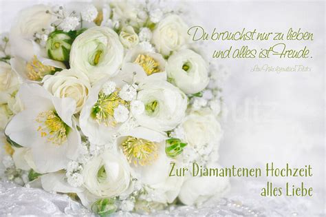 Dass das gefeiert werden muss, ist keine frage! Diamantene Hochzeit, weißer Strauss - www.Stimmungs-Bilder.de