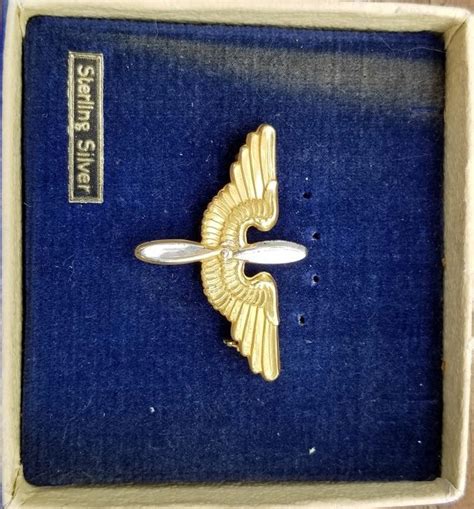 Wwii Sterling Silver Army Air Force Officers Winged Propeller Collar