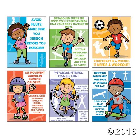 Fitness Poster Set Workout Posters Teaching Kids Fitness