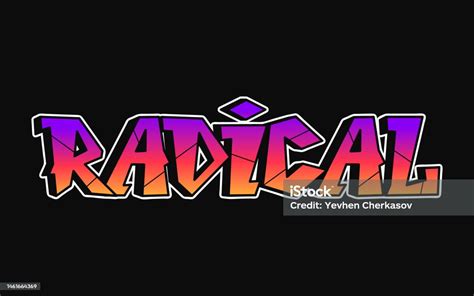 Radical Word Trippy Psychedelic Graffiti Style Lettersvector Hand Drawn