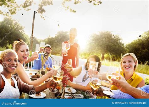 Diverse Neighbors Drinking Party Yard Concept Stock Photo Image Of