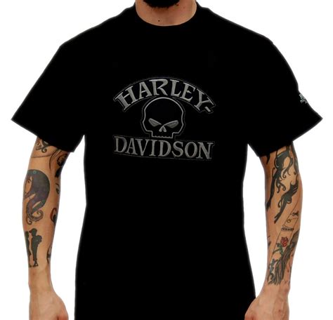 Harley Davidson Mens Willie G Skull Luck Black Short Sleeve T Shirt