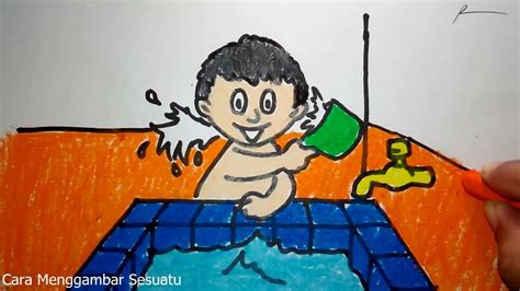 Gambar kartun kini tersedia dengan banyak macam, seiring dengan perkembangan sosial dan informasi. cara menggambar anak mandi sendiri - YouTube