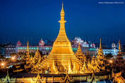 Golden Sule Pagoda At Night Yangon Myanmar Mlenny Photography