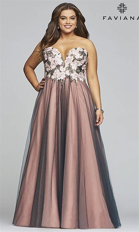 Long Strapless Ball Gown Style Plus Prom Dress Plus Size Prom Dresses