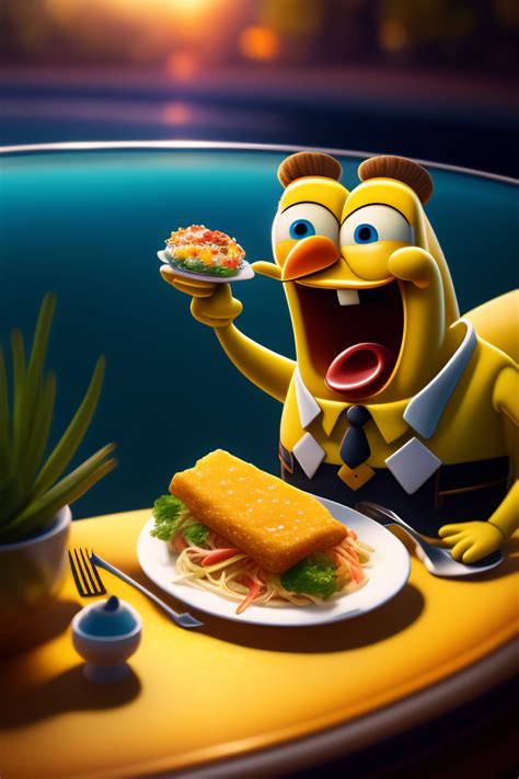Lexica Spongebob Eating Dinner