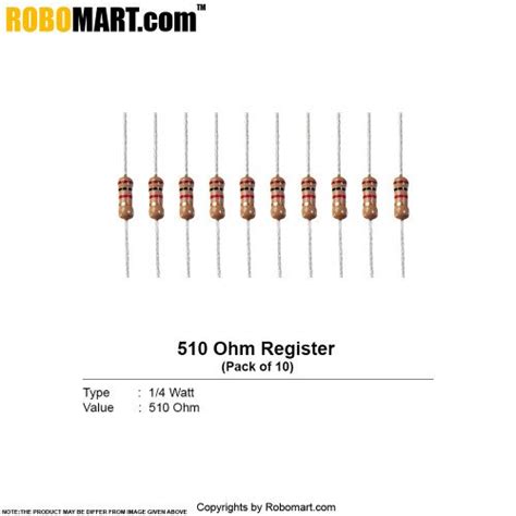 Buy 510 Ohm 14 Watt Resistor Resistance Online India