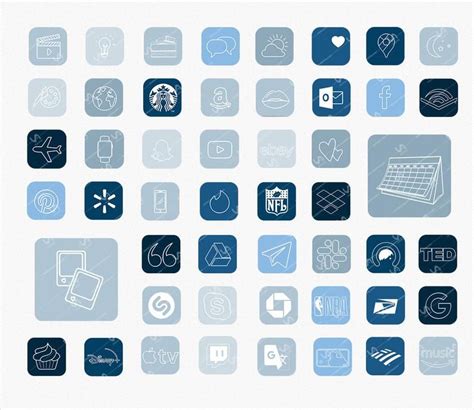 50 Total Icons Blue And Pink Iphone Icons Digital Drawing