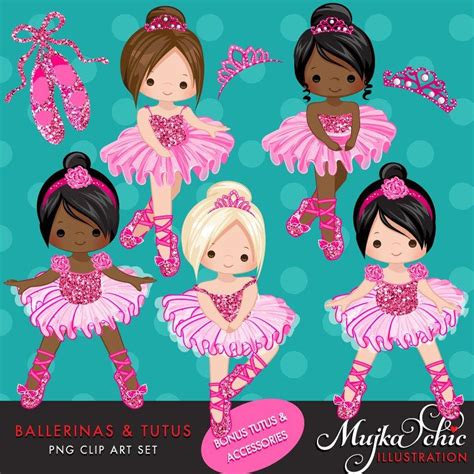 Girl Ballerinas And Tutus Hot Pink Glitter Clipart Mujka Cliparts
