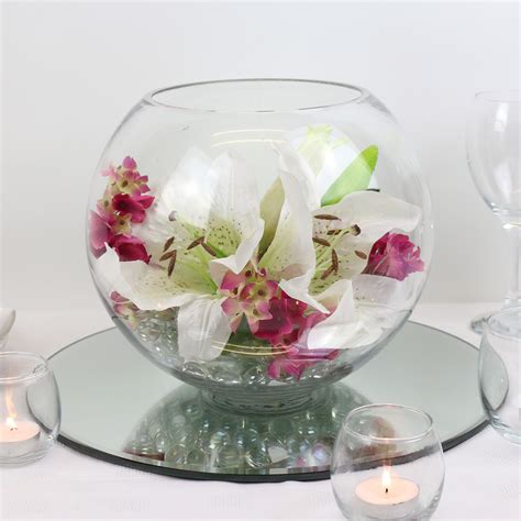 Fishbowl Centrepiece With Giant Lily Heads Wedding Table