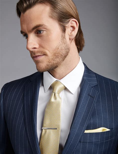 Mens Dark Blue Pinstripe Slim Fit Suit Hawes And Curtis