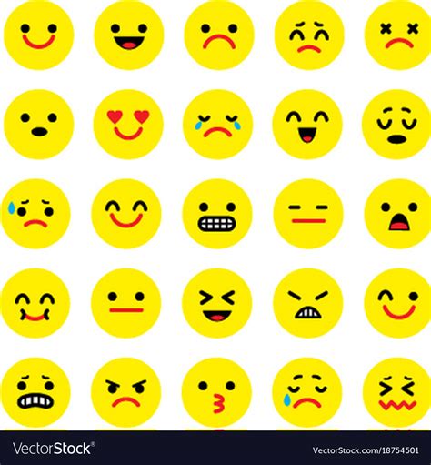 Icons Smiley Faces Emotion Cartoon Royalty Free Vector Image