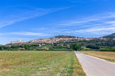 panoramic view of assisi in the province of perugia umbria it stock image image of