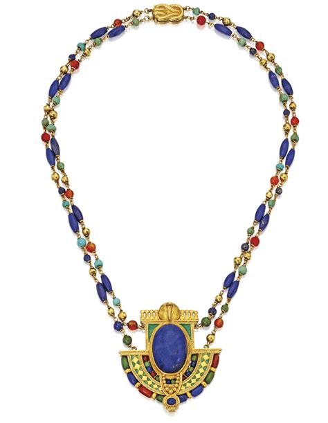 385 Egyptian Revival Gold And Colored Stone Necklace Tiffany And Co