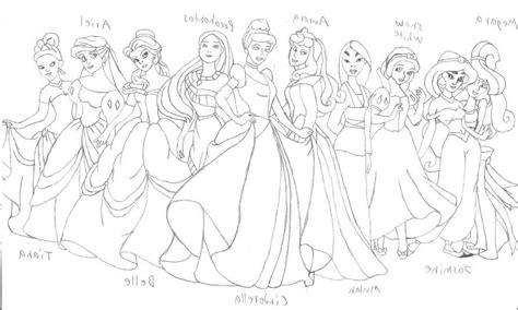 Disney Princess Group Coloring Clip Art Library