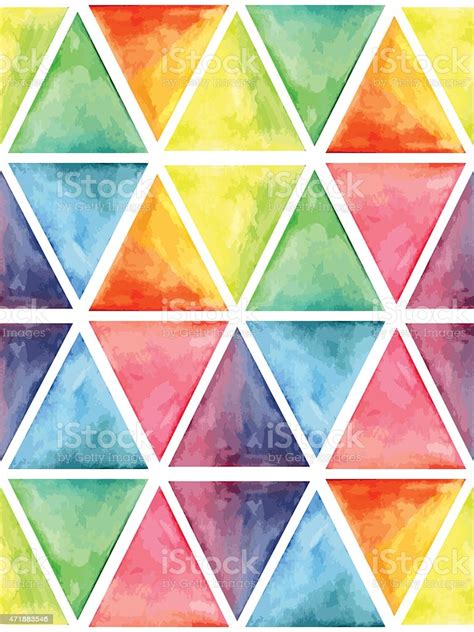 Watercolor Geometric Designs In A Seamless Pattern Stock Illustration Download Image Now Istock