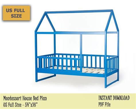 If you're new to the montessori educational method, you might not have heard about the floor bed yet. Montessori House Bed Plan Full Size Toddler House Bed Frame | Etsy in 2020 | Toddler house bed ...