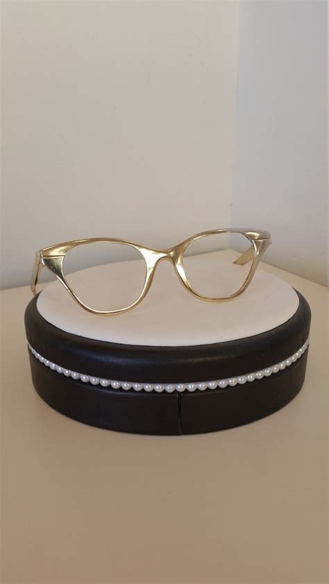 1950s Tura Cateye Eyeglasses Frame Gold Aluminum Ni Gem