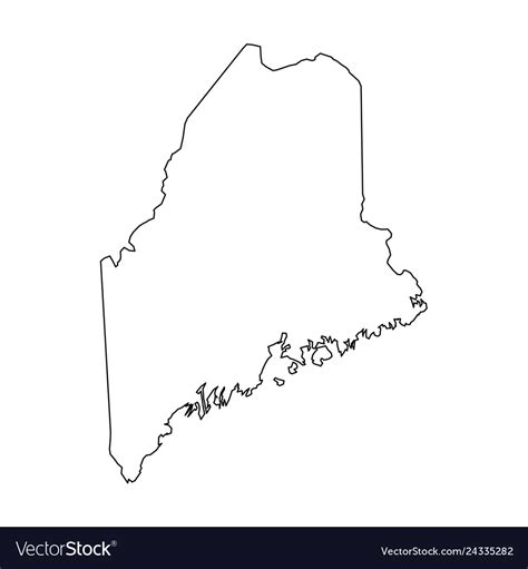 Maine State Usa Solid Black Outline Map Of Vector Image