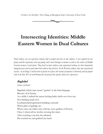 Intersecting Identities Middle Eastern Women In Dual Cultures