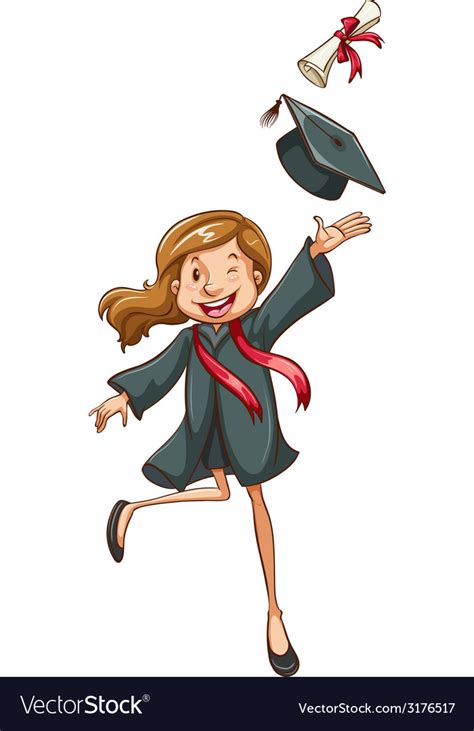A Simple Drawing Of Happy Girl Graduating Vector Image