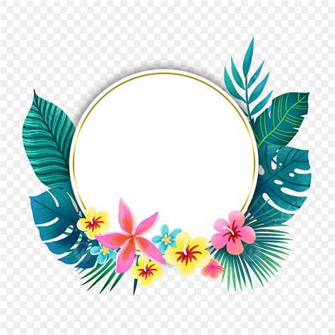 Tropical Flower Border Clipart Vector Summer Tropical Plants And