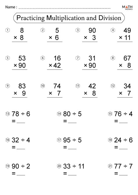 Division And Multiplication Worksheets Year 3