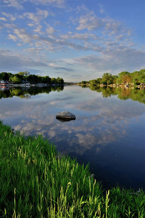 Clouds Move In Over The Fox River In Mchenry Illinois Photograph By
