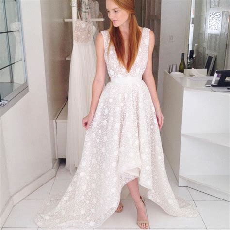 Welcome to our store.thanks for. white v neck lace high- low wedding dress, lace bridal ...