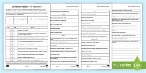 Dyslexia Symptoms Checklist Dyslexia Resources Twinkl