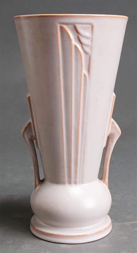 Lot Roseville Moderne Glazed Art Pottery Two Handled Vase H 10 12
