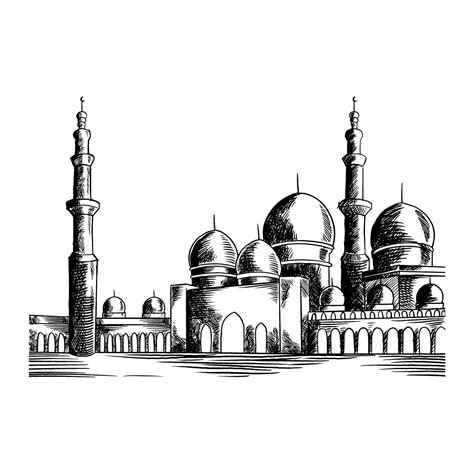 Ramadan Kareem Dessiné à La Main Et Mosquée Beaux éléments De