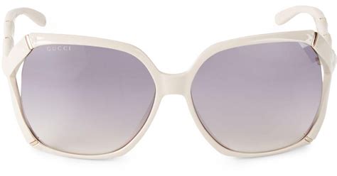 gucci 58mm square sunglasses in beige grey gray lyst