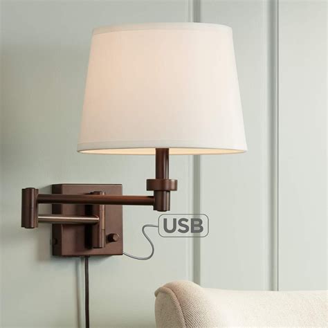 Vero Oil Rubbed Bronze Plug In Swing Arm Wall Lamp With Usb 9n313