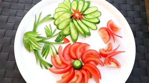 Art In Cucumber And Tomato Rose Vegetable Carving Garnish Food