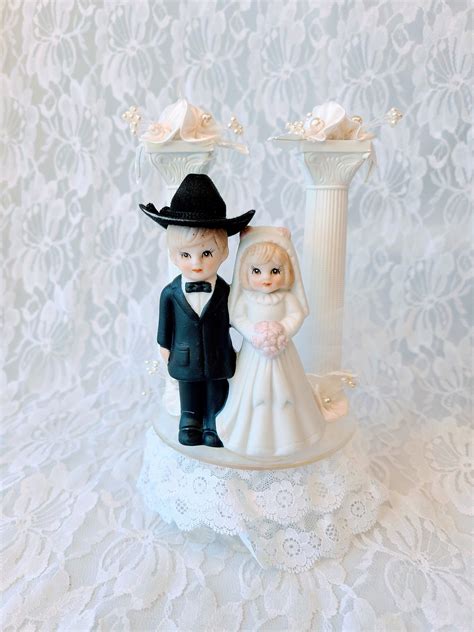 Antique 1950s Bride And Groom Figurine ~ Wedding Cake Topper And